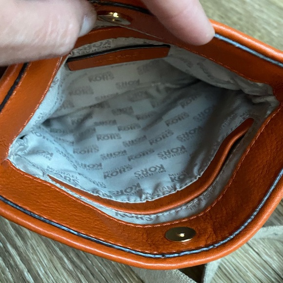 EUC Michael Kors Orange Pebbled Leather Crossbody Bag - Picture 11 of 15